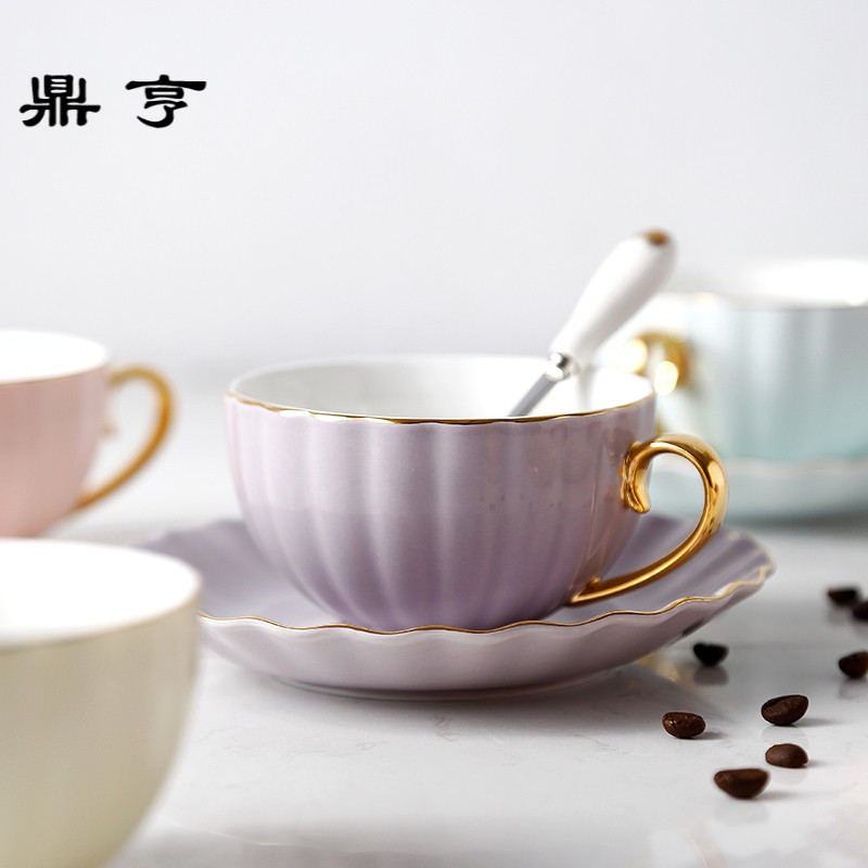 鼎亨陶瓷咖啡杯欧式金边咖啡杯碟勺套装英式花茶杯子家用下午茶杯