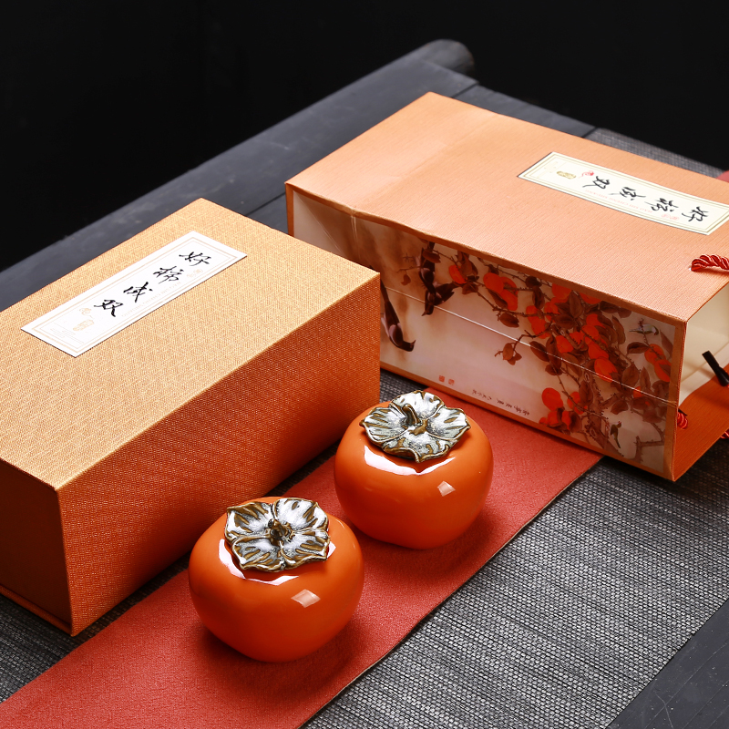 陶瓷仿真西红小柿子摆件事事如意家居客厅装饰品工艺婚庆创意摆设 三维工匠 好柿成双摆件大号(两个)高清大图