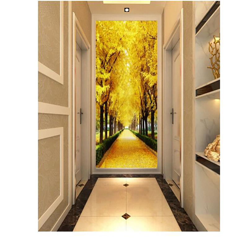 中锐智采 更衣室贴纸 玄关玻璃贴纸壁画 走廊过道自粘贴画 延伸黄金大道贴纸 单张装