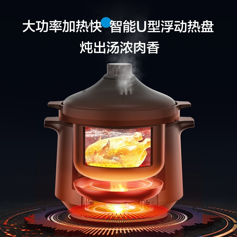 美的(Midea)电炖锅 电炖盅 煲汤锅炖汤锅 煮粥锅 精控快速火山陶釜 4L容量年货送礼赠老人送长辈DGC4018高清大图