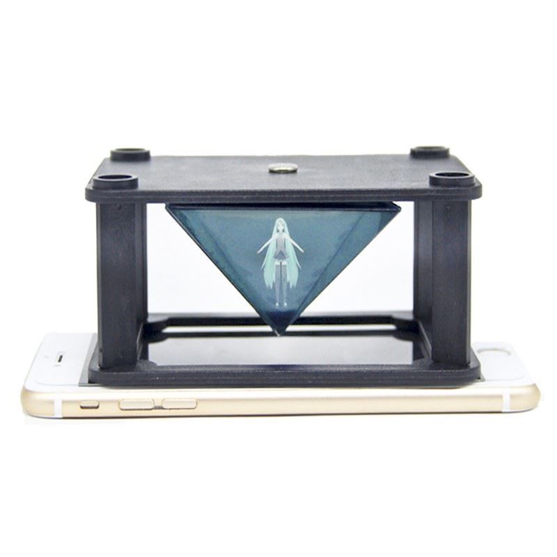 投影手机立体裸眼动画动漫影像成像三角展示三维创意 支架版全息投影