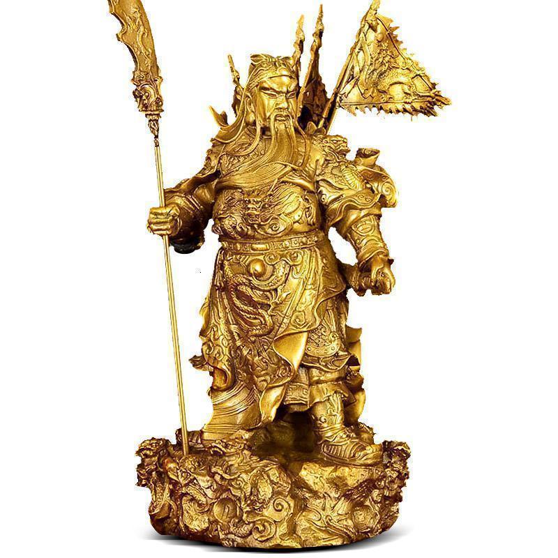 铜关公摆件铜像武财爷神佛像大号九龙关公关羽客厅风水摆件工艺品_204