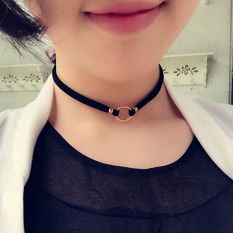 绒带双层颈链颈带项圈女锁骨链短款装饰品送女朋友七夕情人节礼物
