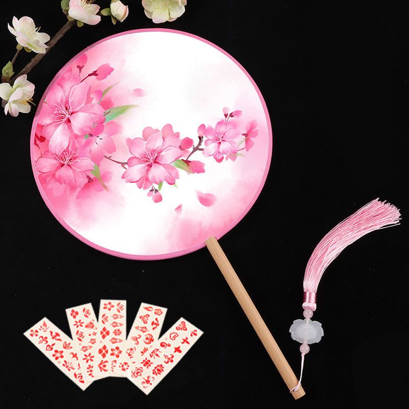 桃花源双面扇团扇古典宫扇中国风汉服扇子复古风圆扇女扇儿童舞蹈扇