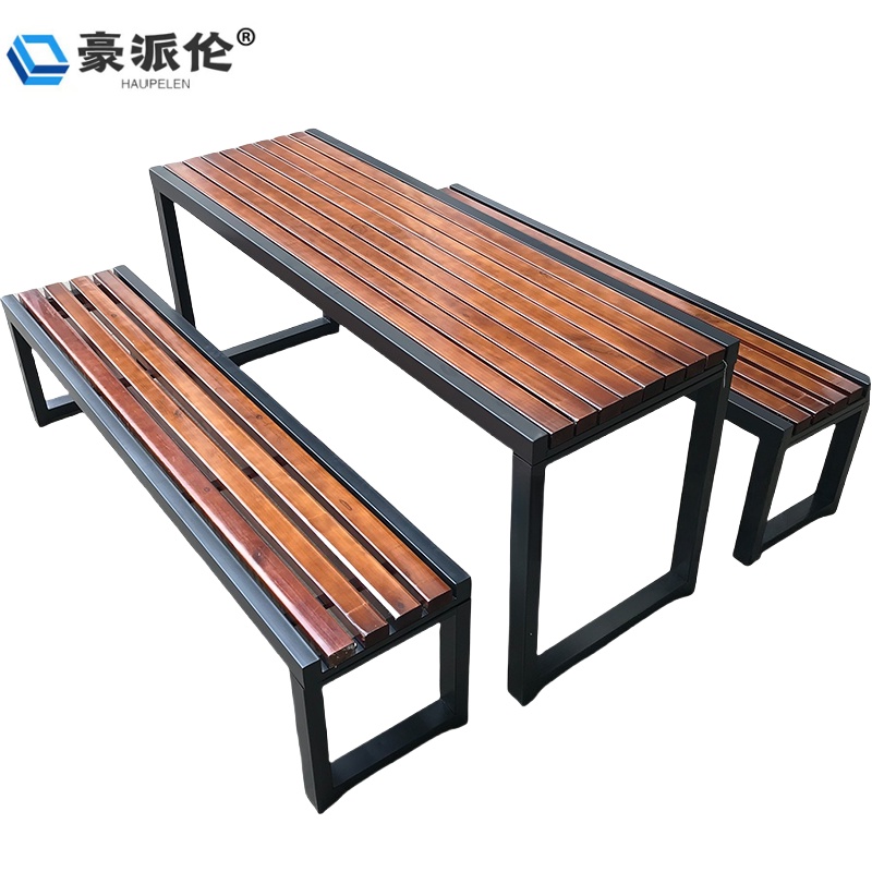 豪派伦户外桌椅木质套高清大图