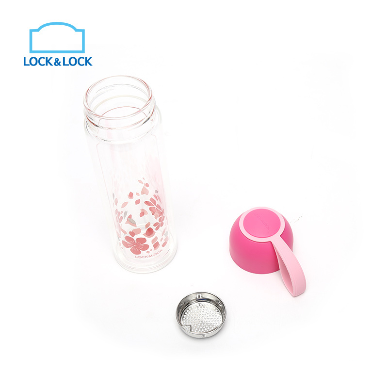 乐扣乐扣（lock&lock）缤纷色彩双层耐热玻璃杯 LLG654PIK 粉色高清大图