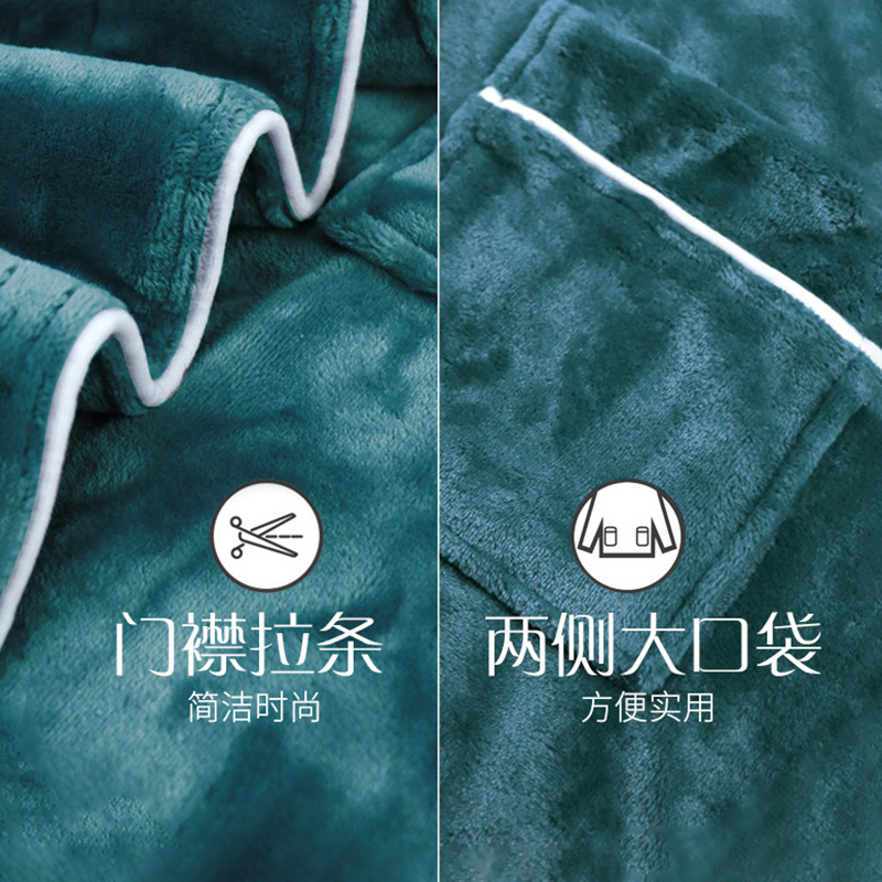 幸福派 冬季法兰绒浴袍酒店浴袍男女士浴衣棉双面加厚法兰绒睡袍冬天加厚长款情侣吸水速干睡袍高清大图