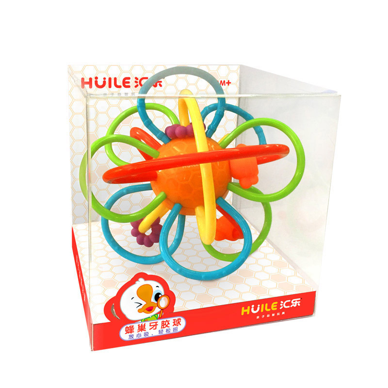 汇乐玩具(HUILE TOYS)蜂巢牙胶球 619B 牙胶哈顿球摇铃抓握玩具婴儿宝宝手抓球磨牙
