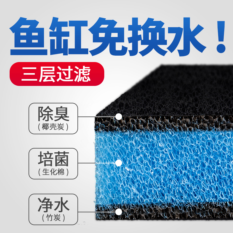 鱼缸生化过滤棉高密度净水加厚水族箱过滤材料器活性炭超黑海绵高清大图