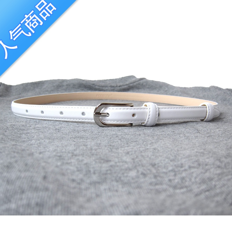 SUNTEK时尚简约百搭黑色白色细皮带女生配裙子装饰连衣裙小腰带