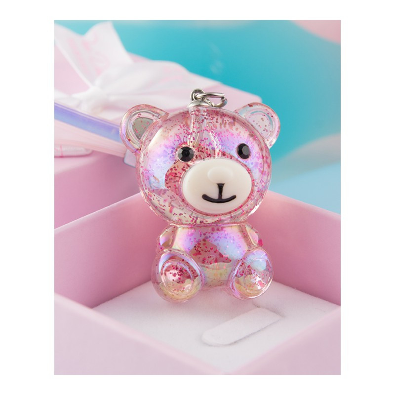 婴婴yingying幻彩流沙水晶熊钥匙链钥匙扣汽车钥匙圈环女士可爱锁匙扣
