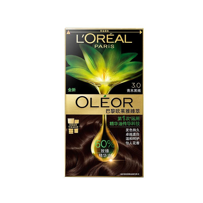 巴黎欧莱雅臻萃精华油染发霜30青木黑褐
