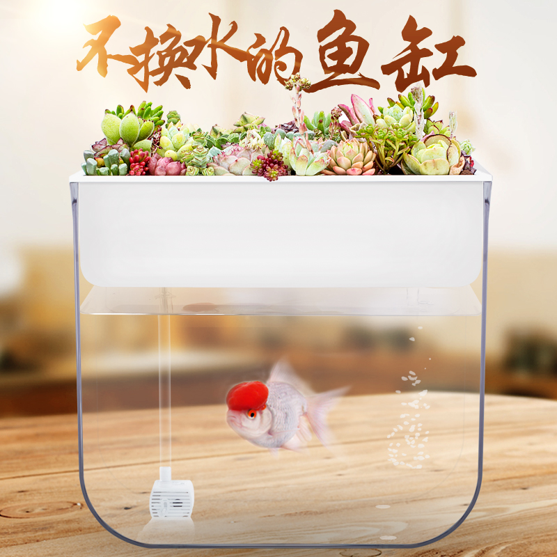 花鱼缸一体懒人免换水小型生态亚克力自循环桌面创意养金鱼缸家用高清大图