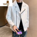 YANXU短款风衣男士英伦小西装夹克休闲外套韩版潮流修身痞帅西服 2XL 白色灯芯绒