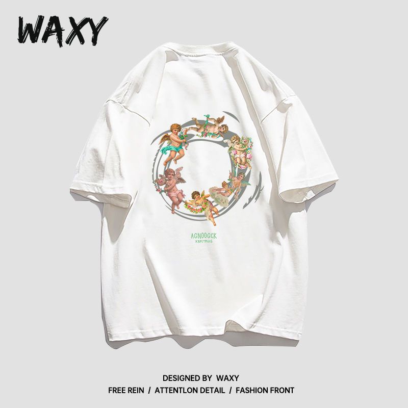 WAXY夏季新款纯棉T恤女美式hiphop短袖女学生宽松嘻哈甜辣上衣ins