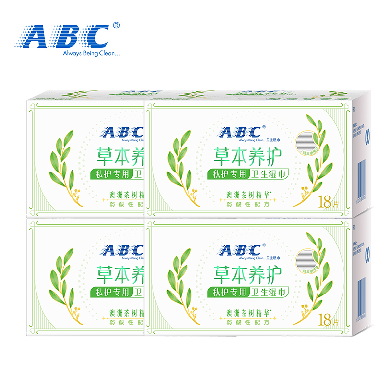 ABC女性卫生湿巾弱酸性澳洲茶树精华90片
