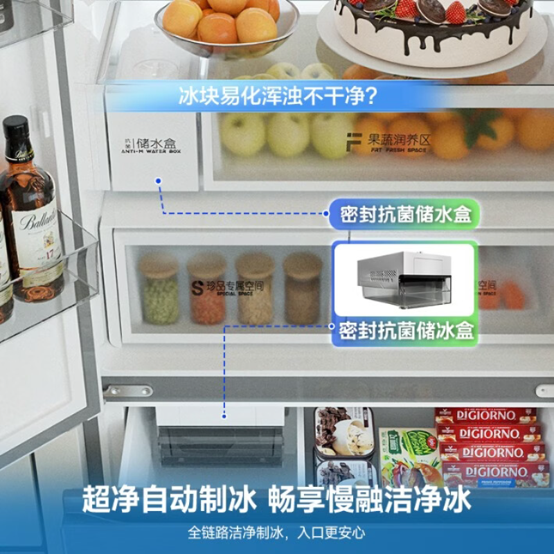 容声方糖505L法式多门冰箱双系统双循环主动除菌超薄零嵌入式大容量家用一级能效风冷无霜BCD-505Q30FZNBD灰高清大图