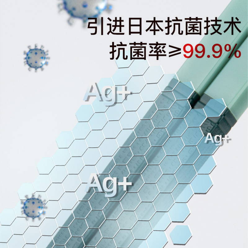 拾画 抗菌合金筷 家用防霉防滑耐高温易清洗筷子10双装 天水碧款27cmSH-6740