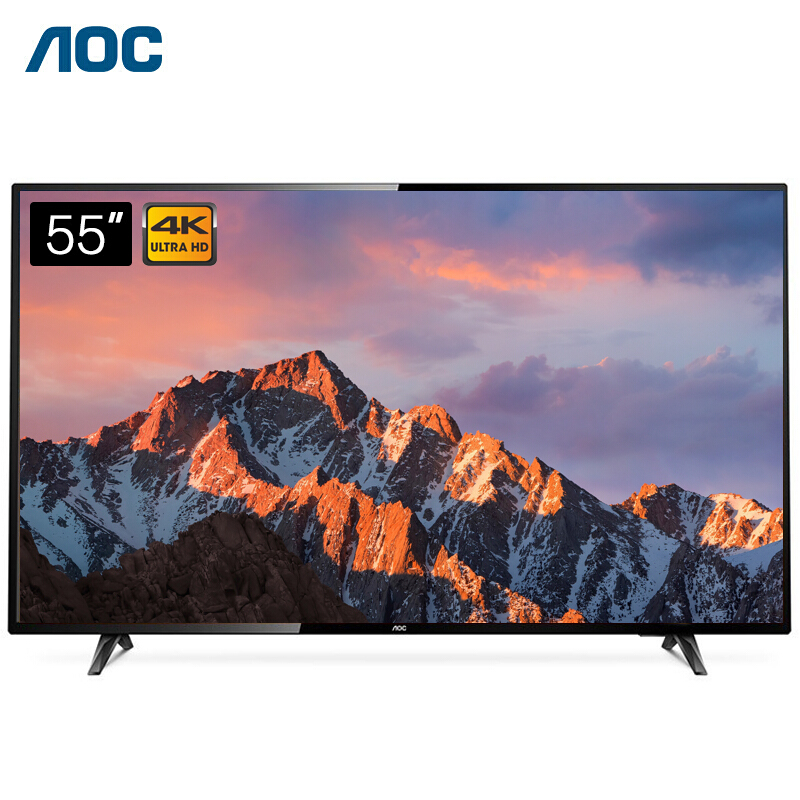 AOC液晶平板电视 55英寸大屏显示器 4K高清HDR 10bit色彩 开关机无广告 酒店公寓宾馆智能电视机H55P3高清大图