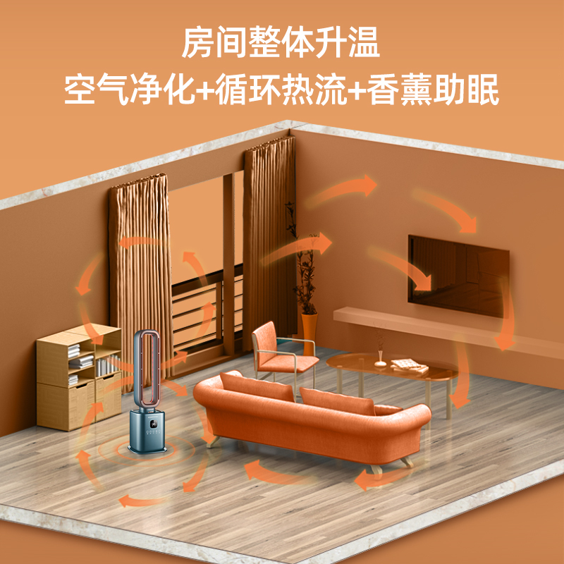 长虹(CHANGHONG)无叶暖风机取暖器2200W卧室家用取暖速热智能定时控温遥控香薰CDN-RN49PR