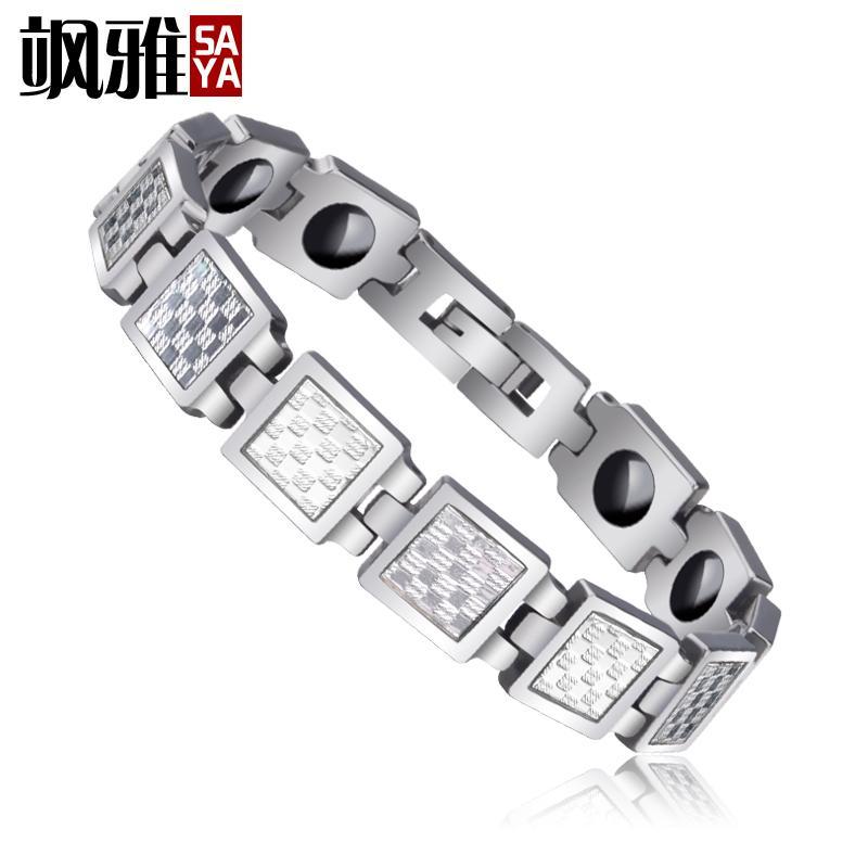 男士手链潮流钨金碳纤时尚百搭简约个性饰品日韩蓝色黄色银色首饰男款手镯送女朋友七夕情人节礼物