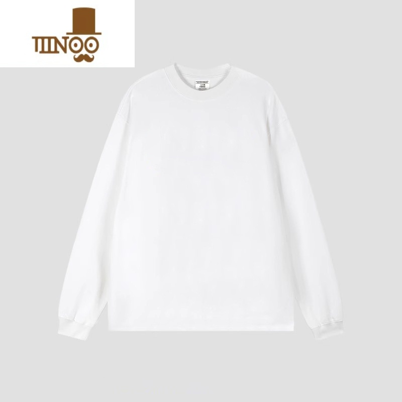 YANXU280G长袖t恤男士美式款纯色内搭宽松卫衣白t宽UY高清大图