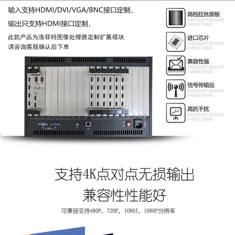 洛菲特(LOFIT)HDMI/DVI/VGA/BNC接口矩阵4路模块 高清数字多屏图像处理器视频网络监控服务器定制模块DIY组装
