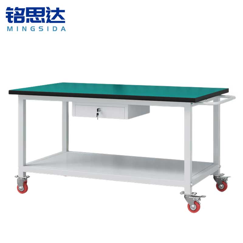 铭思达轻型防静电工作台双层140*80*75cm(带轮)张高清大图