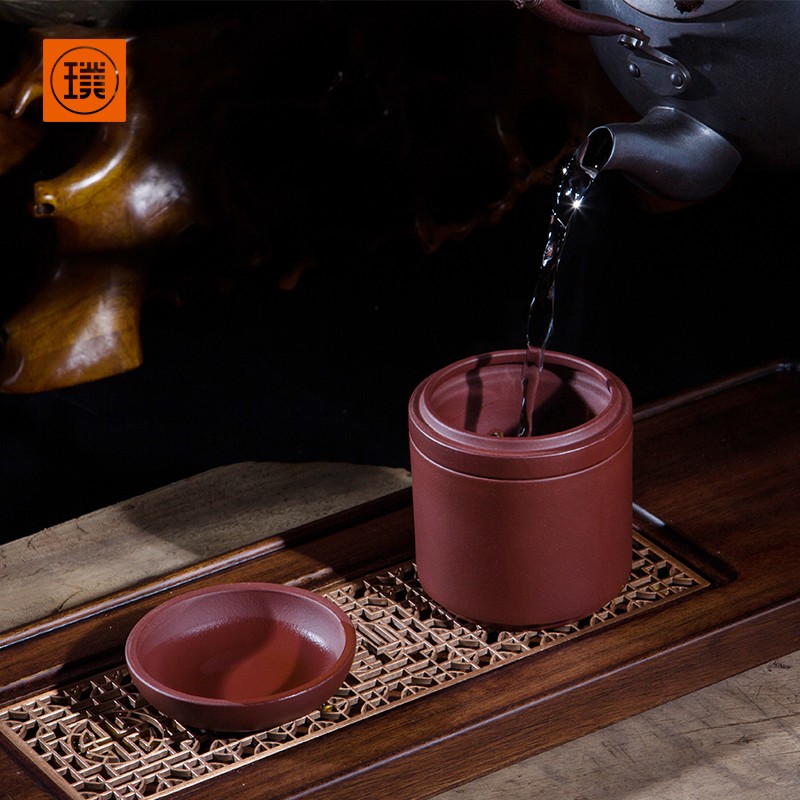 璞实茶器(PUSHI TEA MAKER)璞实逸趣紫砂便携茶具旅行泡茶套装户外简约快客杯旅游泡茶杯 橙色高清大图