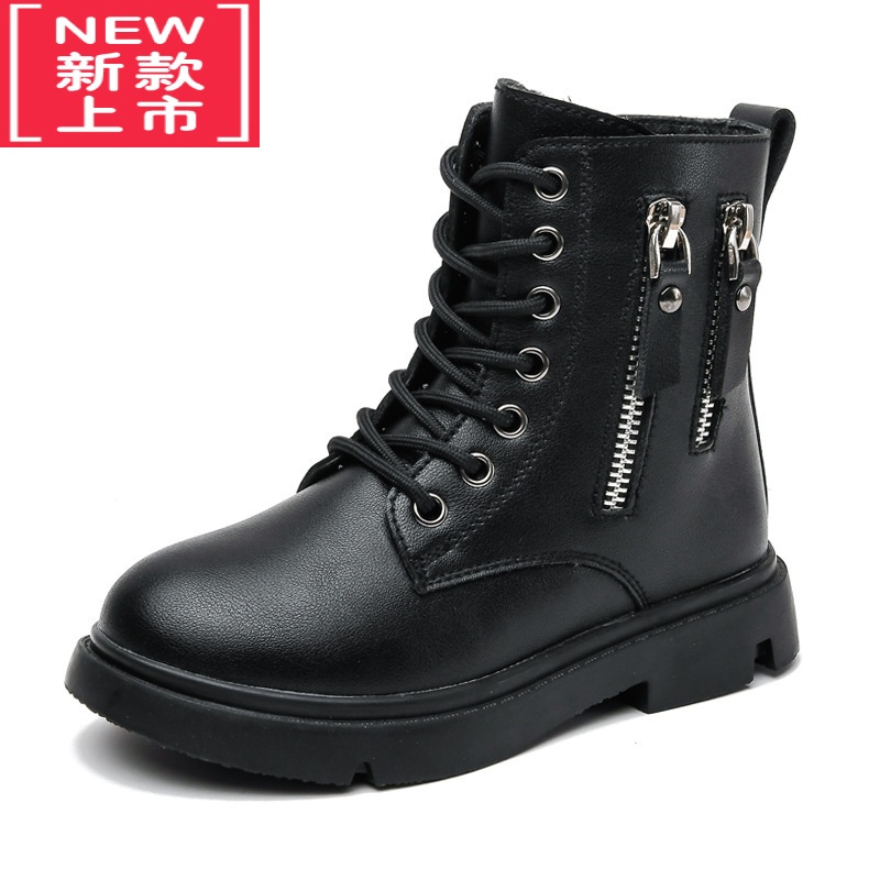 可莉允女童马丁靴儿童靴子女秋冬季2022二棉鞋子中大童加绒加厚短靴