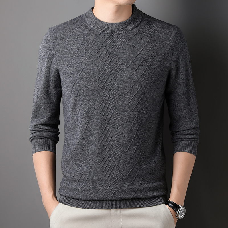 男士中年毛衣保暖半高圆领针织衫羊绒衫保暖男装打底衫品牌毛衣男商务