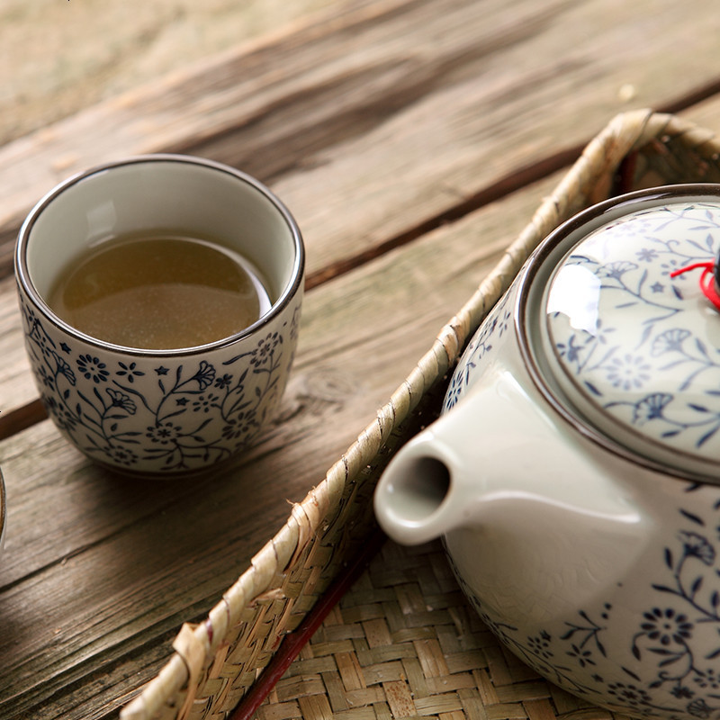 日式和风4色过滤网茶具 景德镇陶瓷创意凉水壶泡茶茶壶茶杯复古