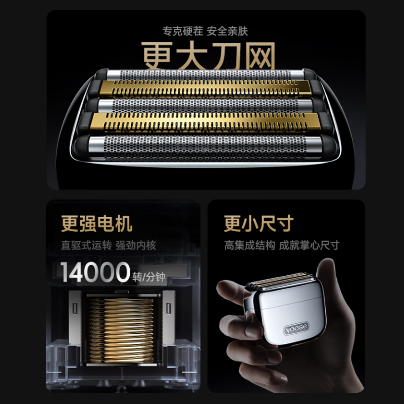 有色(yoose)剃须刀便携往复式5刀头 MINI 5 PRO 午夜蓝高清大图