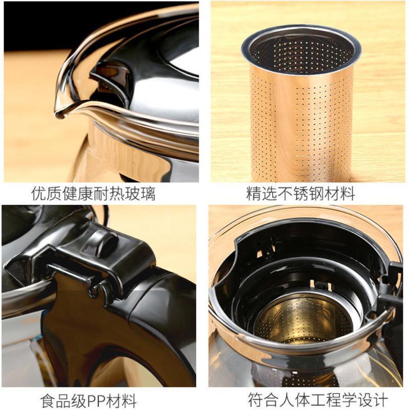 1000ML/2000ML耐高温冲茶壶套装单壶花茶杯飘逸杯泡茶壶玻璃耐热 1000ml单壶