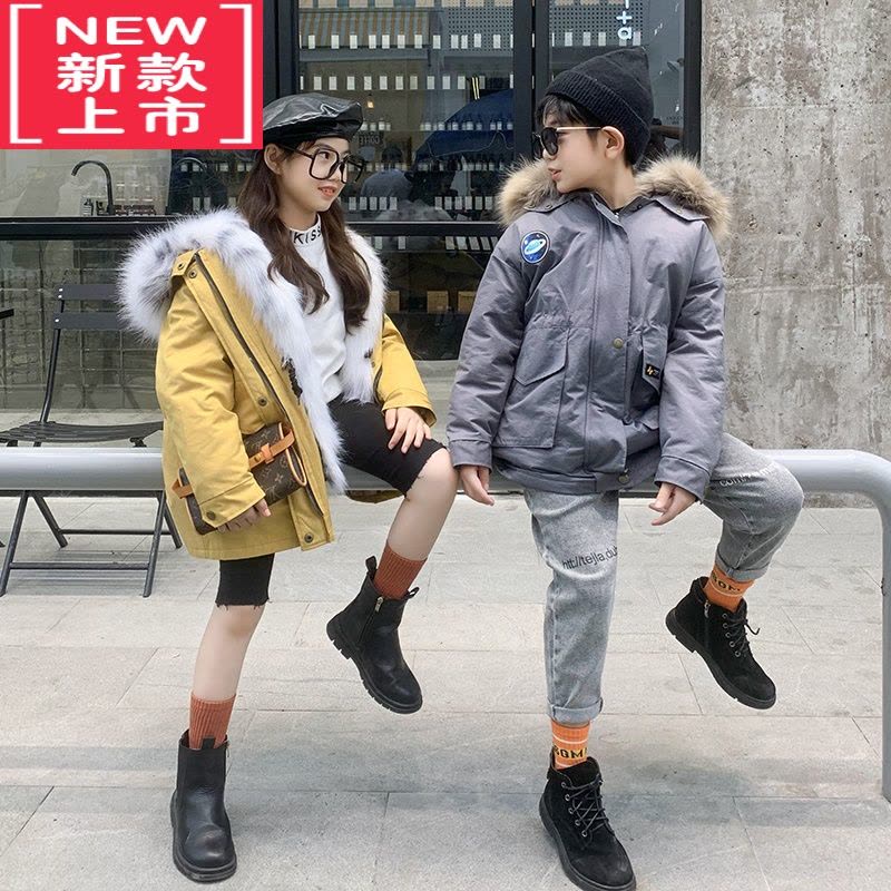 可莉允儿童派克服皮草外套冬棉衣男女童内胆仿狐狸毛宝宝加厚棉服可拆卸图片