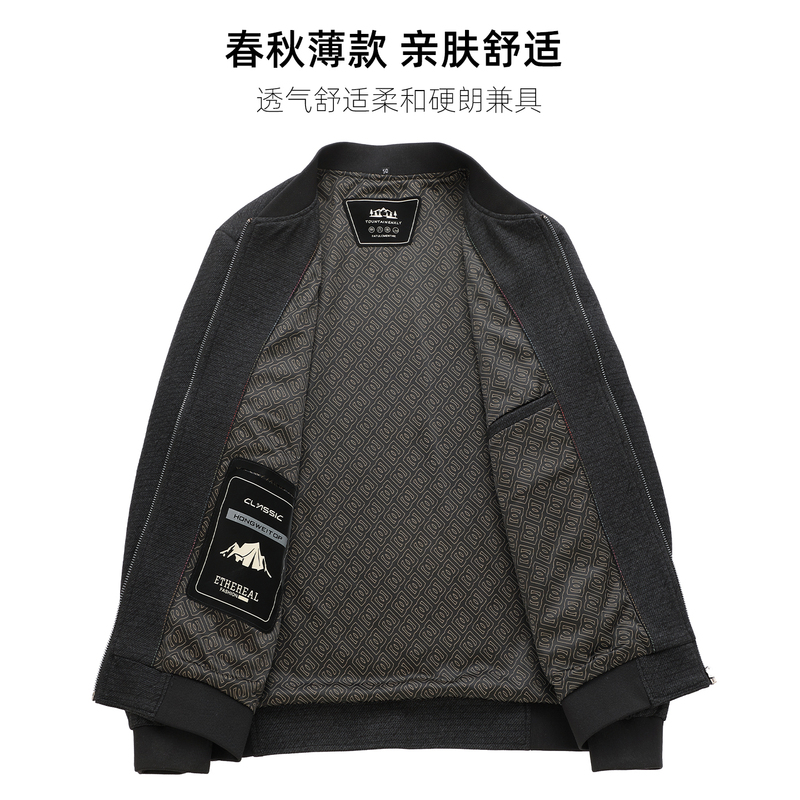 啄木鸟2025春秋季新款中年男士毛呢子夹克高端中老年人爸爸装外人高清大图