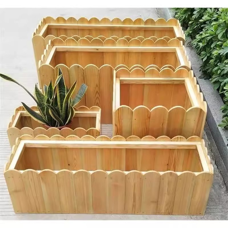 质凡长方形防腐木花箱高清大图