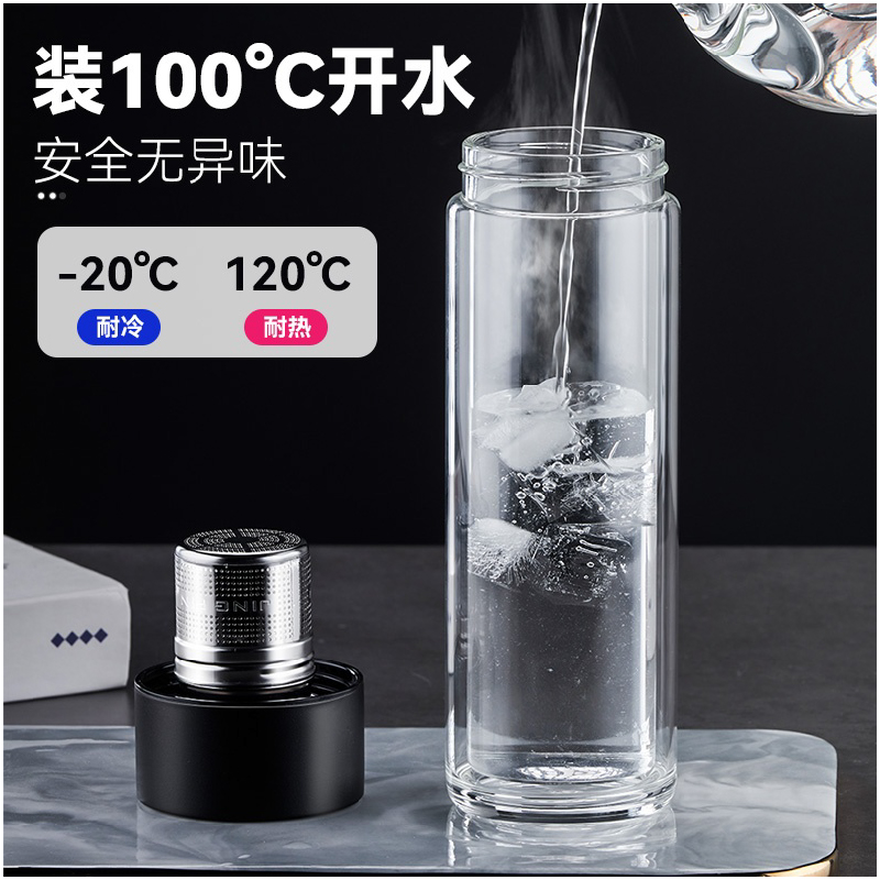 海亚森 M1C63 双层玻璃茶水杯300ml(计价单位:个)透明色高清大图
