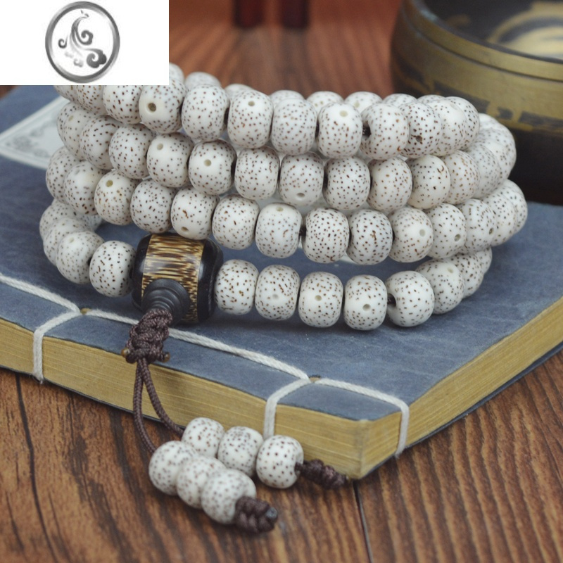 jimi简约星月菩提子108颗海南原生态正月顺白佛珠念珠手串男女项链素