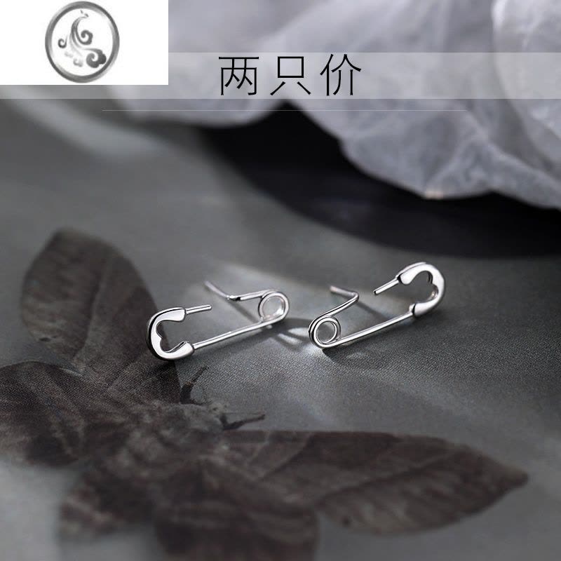 JiMi[]925银银别针耳钉小众耳环2022年新款潮轻奢男女夏季耳饰图片