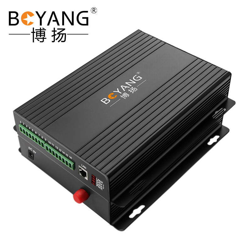 博扬 开关量光端机1路双向开关量+1路网络 转光纤红外对射/周界报警/烟感报警/信号报警一对BY-Ff1E1