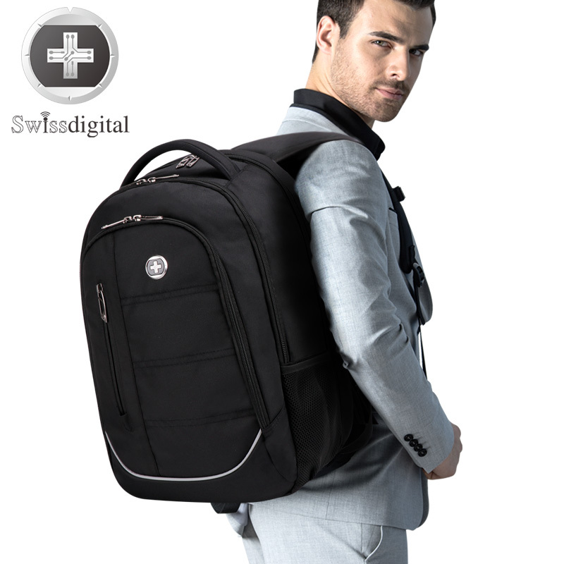 swissdigital逹沃斯盾瑞士双肩包男女通用书包 大容量休闲户外运动旅游包涤纶电脑包书包