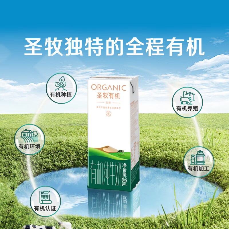 蒙牛 圣牧有机纯牛奶 品醇200ml*12盒高清大图