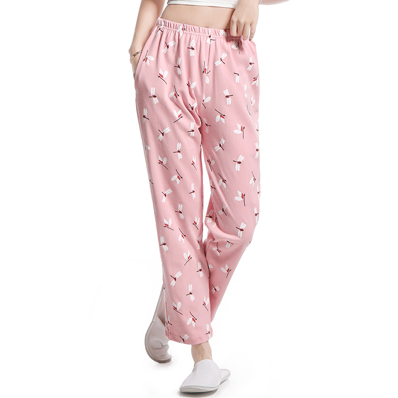 春秋季女士单件睡裤纯棉长裤加大码中老年人空调房单条睡裤家居服