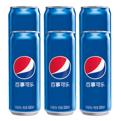 百事可乐 原味 碳酸可乐细长易拉罐 330ml*6罐组