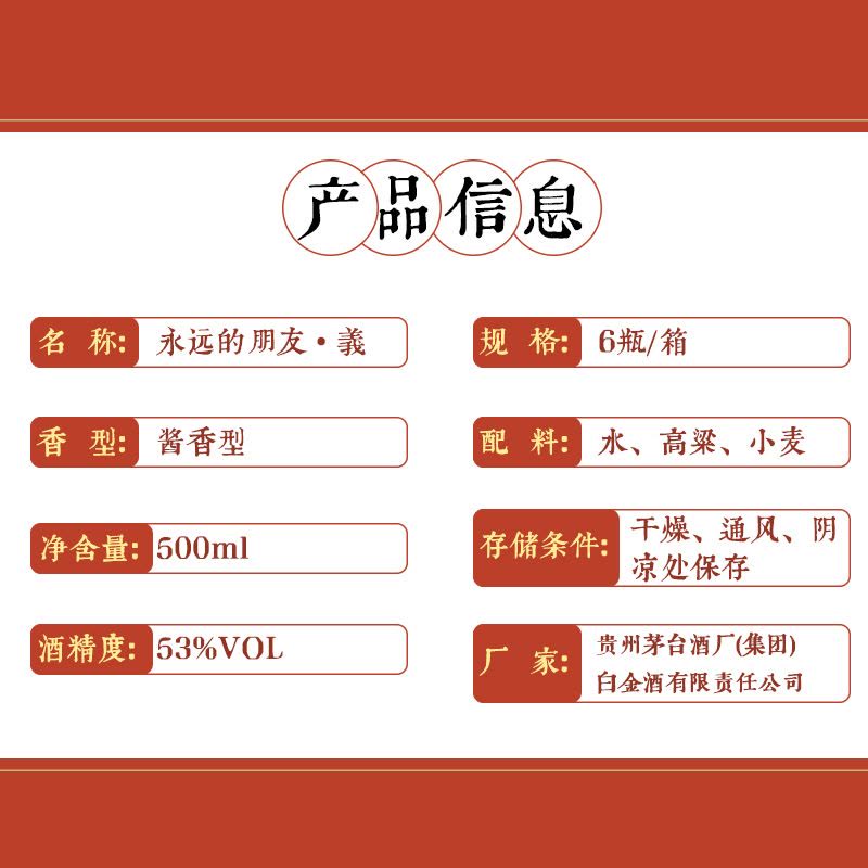 贵州茅台集团永远的朋友系列·義白酒茅台酱香酒53度500ml·礼盒装【价格