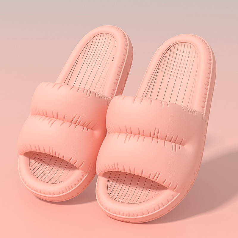 京城派 新款EVA凉拖鞋2020防滑托鞋拖鞋室内夏季防滑软底洗澡家用情侣平跟男女家居家北欧简约凉拖鞋 绵绵-粉色 36-37码（建议35-36码穿）