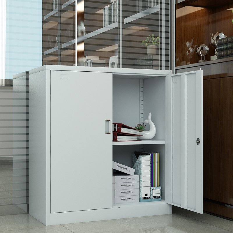 臻远ZY5062306 钢制厚板铁门矮柜文件柜 90*40*109cm(单位:台)灰白色高清大图