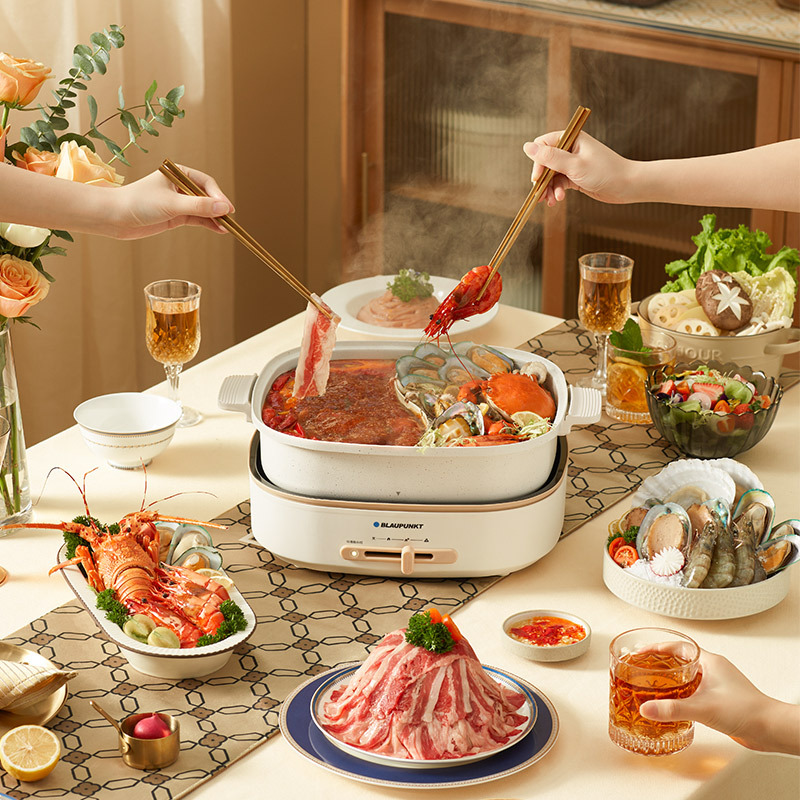 蓝宝(BLAUPUNKT)鸳鸯锅电火锅家用多功能分体式专用6L大容量电煮锅BP-HG05