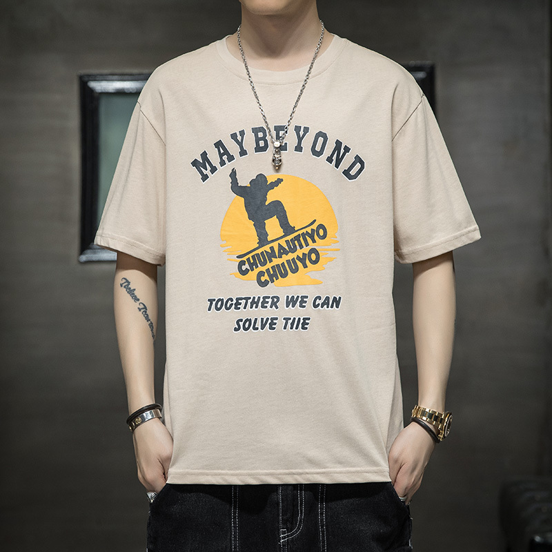 传奇保罗夏季短袖t恤时尚印花欧美风男士体恤衫情侣潮流宽松圆领t恤衫